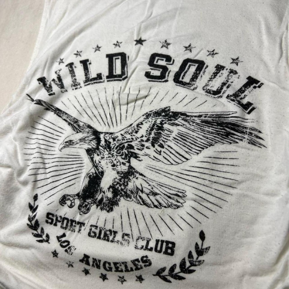 Windsor white crop top with black eagle graphic - Picture 2 of 8